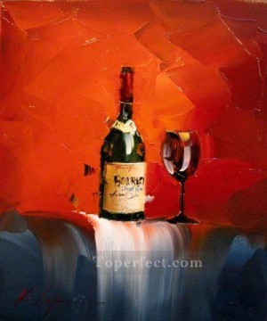Modern Still Life Decor Painting - Wine in red 2 KG still life decor